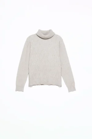 MAGLIA casual a collo alto e orli a costine con graziosi intrecci ricamati