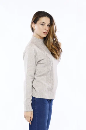 MAGLIA everyday con orli a costine e grazioso ricamo verticale con strass