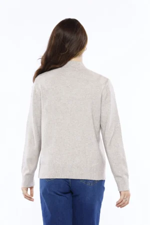 MAGLIA everyday con orli a costine e grazioso ricamo verticale con strass