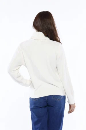 MAGLIA casual a collo alto con graziosi intrecci ricamati e orli  a costine