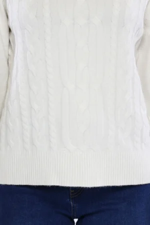 MAGLIA casual a collo alto con graziosi intrecci ricamati e orli  a costine