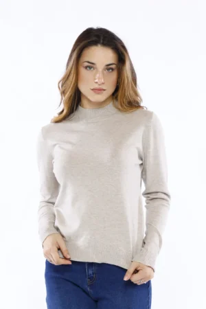 MAGLIA lupetto casual con orli a costine