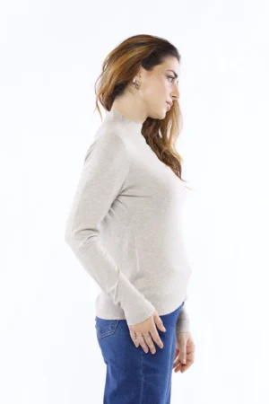 MAGLIA lupetto casual con orli a costine
