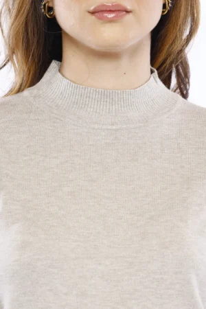 MAGLIA lupetto casual con orli a costine