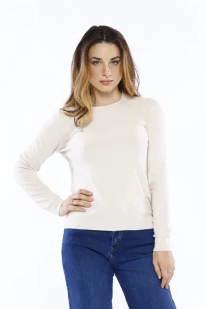 MAGLIA pullover a girocollo con orli a costine