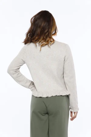 CARDIGAN elegante con chiusura a bottoni su scollo a giro e volant agli orli di tendenza