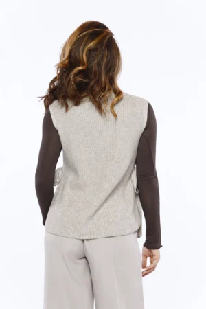 GILET in maglia con trama a costine eleganti nastri laterali e girocollo alto