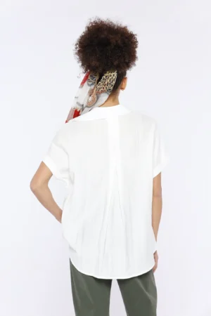 CAMICIA striata a manica corta con colletto alla francese