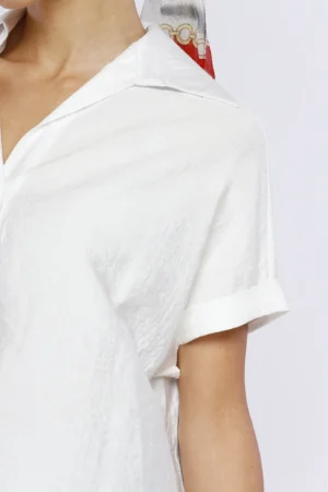 CAMICIA striata a manica corta con colletto alla francese