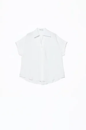 CAMICIA striata a manica corta con colletto alla francese