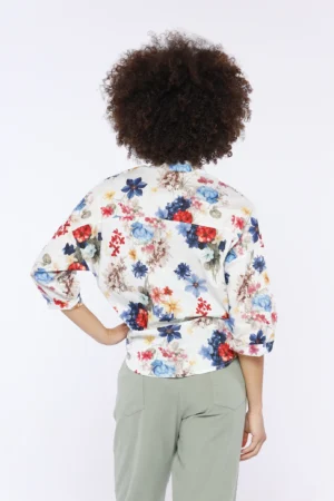 CAMICIA fresca a manica lunga con stampa a fiori e colletto alla coreana