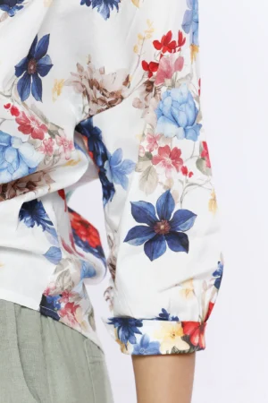 CAMICIA fresca a manica lunga con stampa a fiori e colletto alla coreana